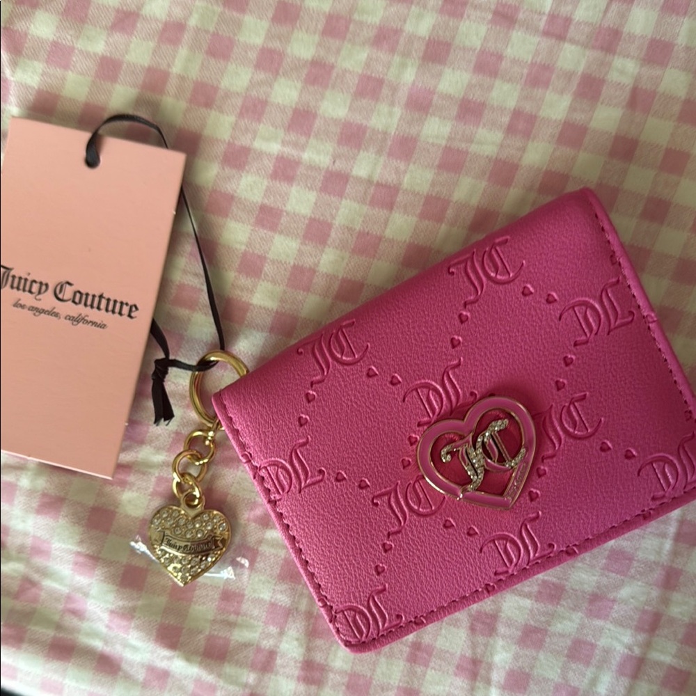 Juicy Couture Pink Card Holder with Gold Heart Charm
